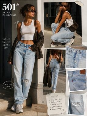 Levi’s 501 Big E Skinny Light Wash Distressed Button Fly Jeans W30 L28